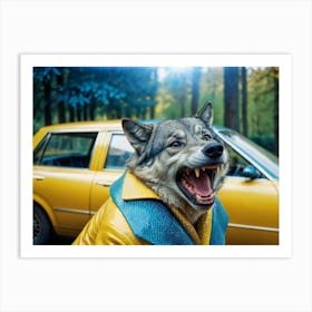 Wolf In Yellow Coat Art Print