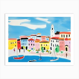 Livorno Italy Cute Watercolour Illustration 2 Art Print