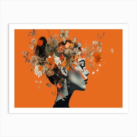 Portrait Of A Woman With Flowers 4 Art Print