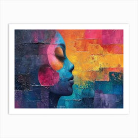 Colorful Chronicles: Abstract Narratives of History and Resilience. Woman'S Face 2 Art Print