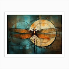 Dragonfly On A Clock Art Print