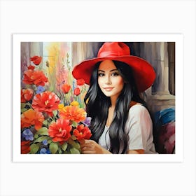 Girl Among Flowers 6 Art Print