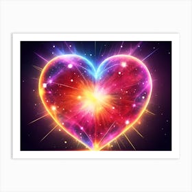 A Colorful Glowing Heart On A Dark Background Horizontal Composition 62 Art Print