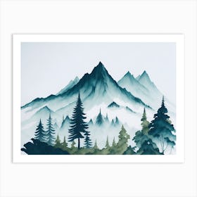 Mountain Background Minimal Landscape Art Very Plain Added Foreground Trees Watercolor Brush 20 202310271127532 Obvt Ntqq Art Print