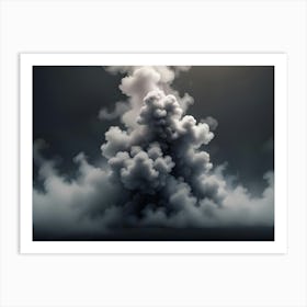 Abstract White Smoke Cloud On A Black Background Art Print