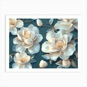 Abstract Background Of 3d Magnolia Flowers 3 Art Print