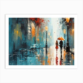 Couple Walking In The Rain 6 Art Print