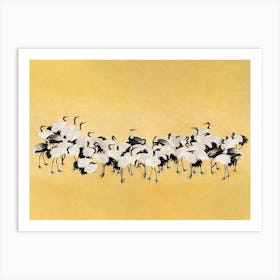 Japanese Cranes And Pines Vintage Painting 2, Yamamoto Sodō Art Print