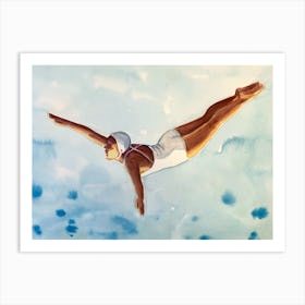 High Diver In Aqua Art Print