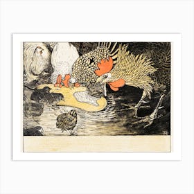 Roosters And Chicks (1898) By Theo Van Hoytema Art Print