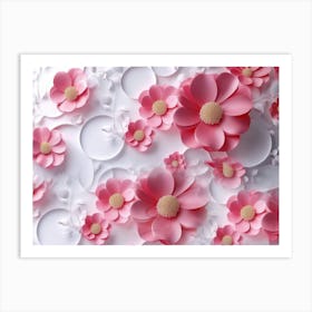 Pink Flowers On A White Background Art Print