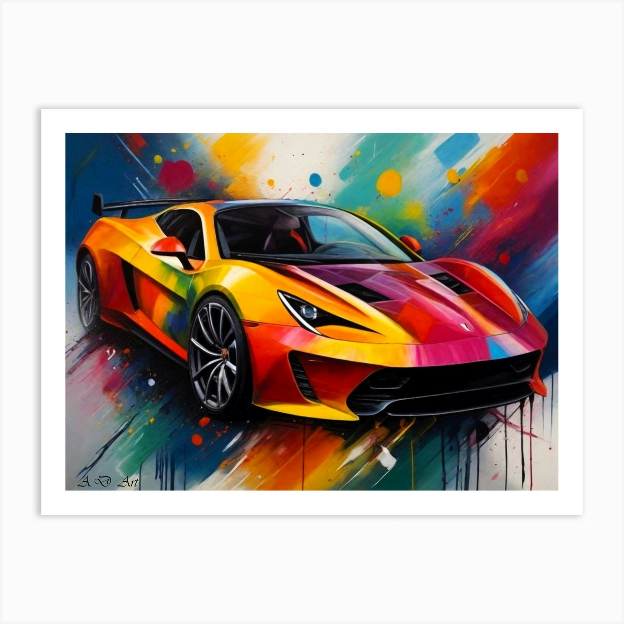 Abstract Super Sportscar -Color Splash Painting Art Print by A.D. Digital  Art - Fy