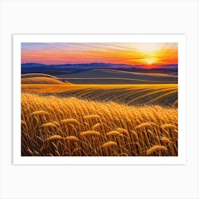 Sunset Wheat Field 6 Art Print