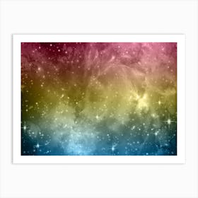 Blue, Yellow, Pink Galaxy Space Background Art Print