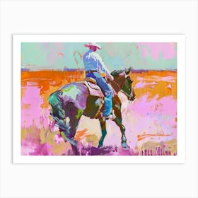 Neon Cowboy In Dodge City Kansas Painting Art Print