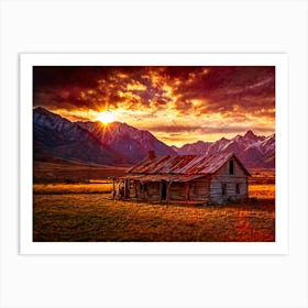 Sunset At The Cabin Art Print