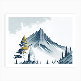 Mountain And Forest In Minimalist Watercolor Horizontal Composition 250 Art Print