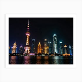 Shanghai Skyline At Night 3 Art Print