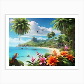 Tropical Paradise paintings art print 1 Art Print