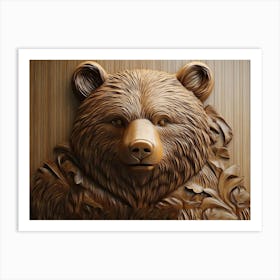 Exquisite 3d Bear Relief Art Creating Elegant and Sophisticated Design Art Print