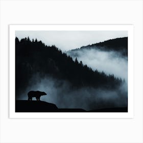 Black Bear In The Fog Art Print