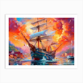 Ship In The Harbor Art Print