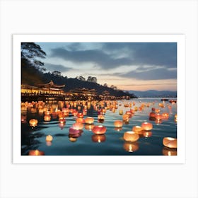 Lanterns On The Lake Paintings Art Print Art Print