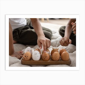 Children Playing With Eggs Art Print