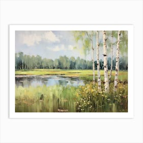 Birch Trees By The Pond Art Print