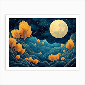 Moonlight Night Sky Art Print