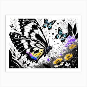 Butterfly - Black And White Art Print