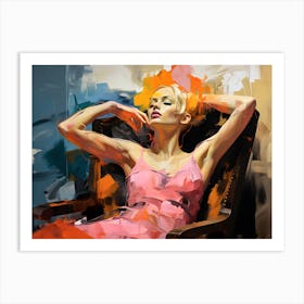 Portrait Of A Woman in Pink Art Print