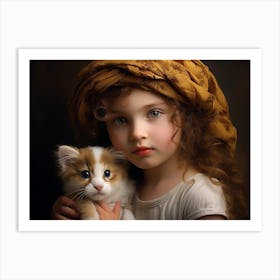Little Girl With Kitten Art Print