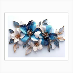 3d Flowers White Background Art Print