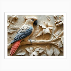 Parrot On A Branch Art Print