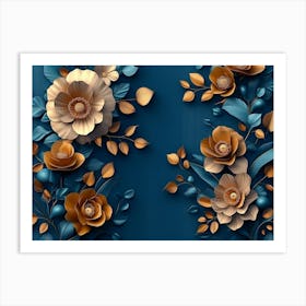 3d Floral Wallpaper 2 Art Print