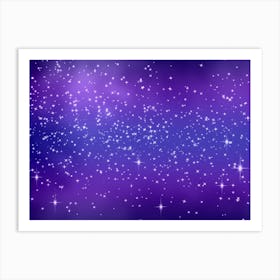 Purple And Blue Tone Shining Star Background Art Print