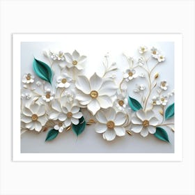 3d Illustration Flowers White Background 3 Art Print