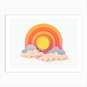 Paper Cut Sun And Clouds Art Print