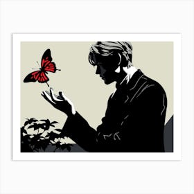 Hopeful Man With A Red Butterfly Art Print