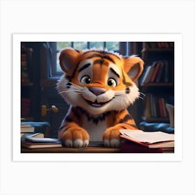 Tiger At Desk Art Print