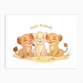 Lion Cub Best Friends 1 Art Print