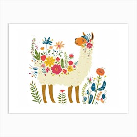 Little Floral Llama 4 Art Print