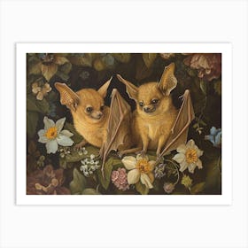 Floral Animal Illustration Bat 2 Art Print