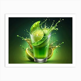 Refreshing Green Juice Splash Art Print