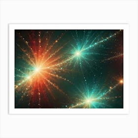 Abstract Image Of Swirling, Glowing Colors In Shades Of Orange, Red, And Teal, Creating A Dynamic And Energetic Composition Art Print