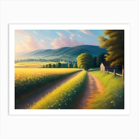 Sunset In The Field 1 Art Print