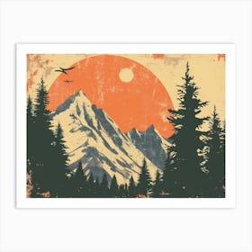 Retro Mountains 1 Art Print