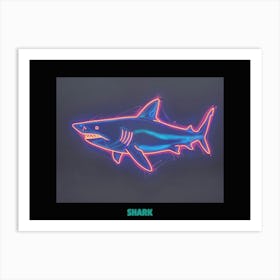 Neon Sign Inspired Shark 2 Poster Art Print