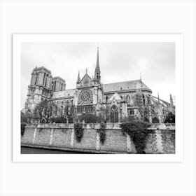 Black And White Cathedral Notre Dame De Paris Art Print